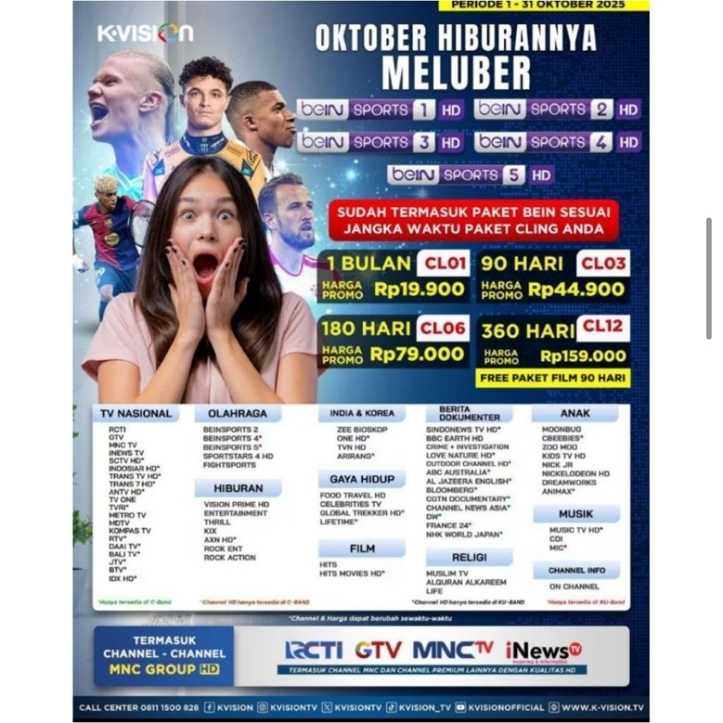 PAKET K-VISION CLING 6 Bulan harga termurah