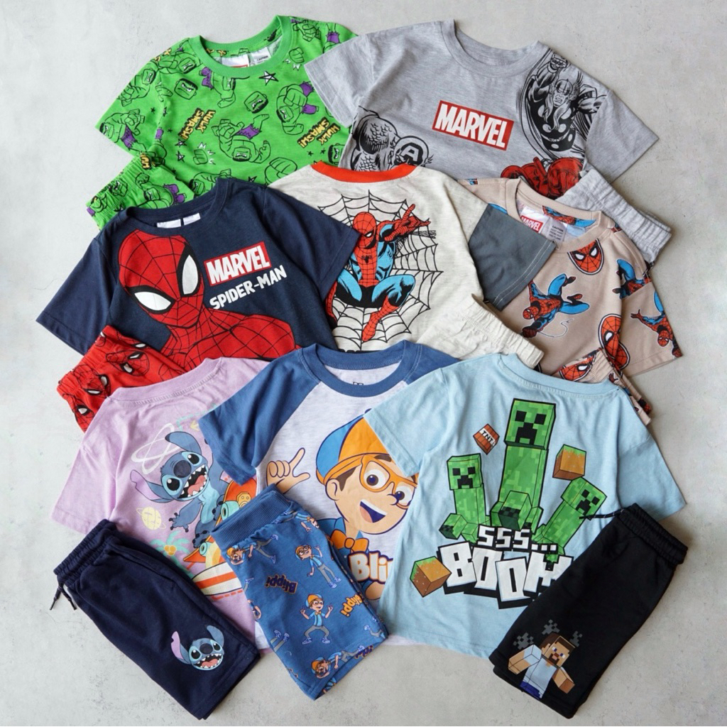 Minecr*ft, Stitch, Blippi & Marvel Kids Homewear Set | size 2-10y | blue purple navy khaki grey gree