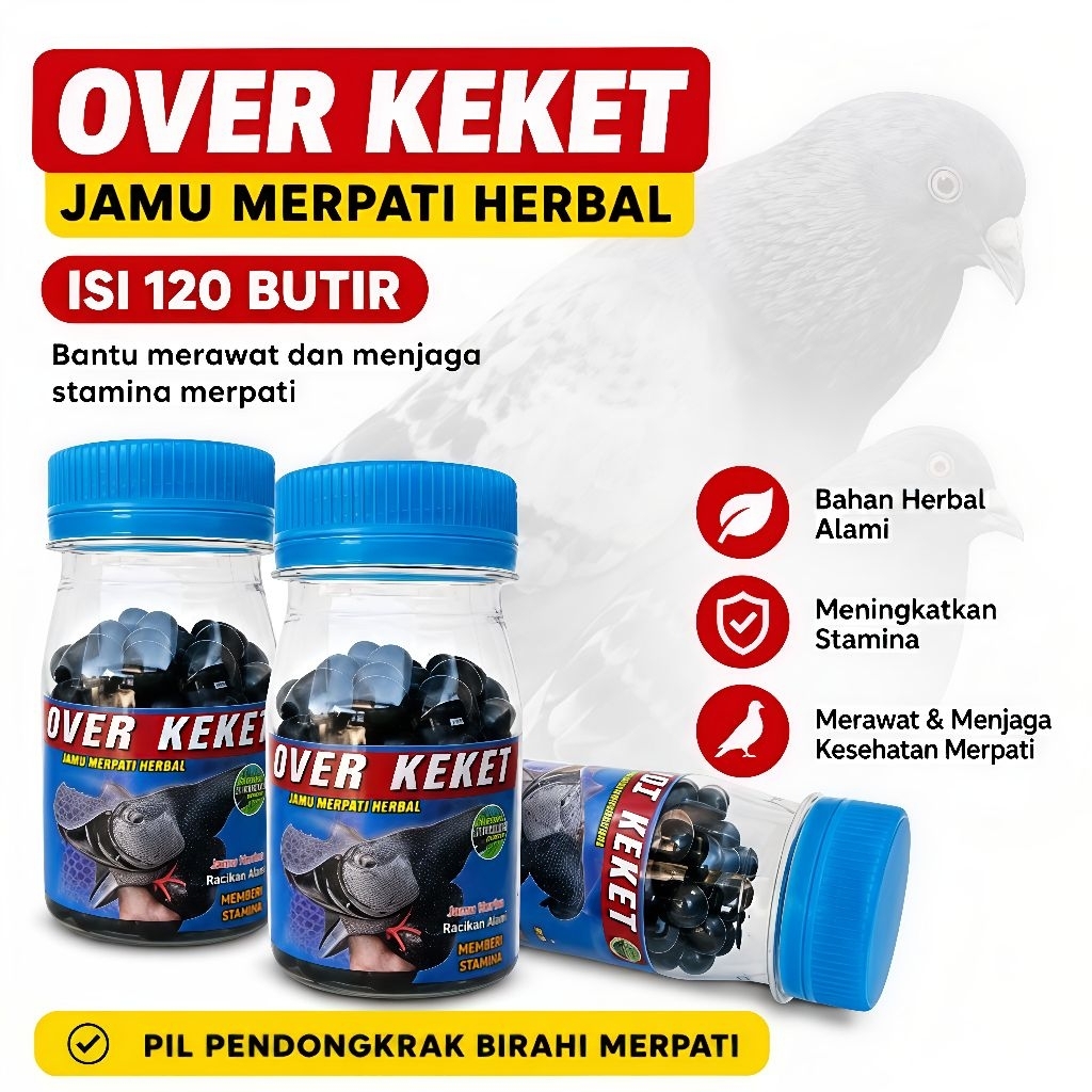 PIL OVER KEKET JAMU MERPATI GIRING KERAS ISI 120 BUTIR extra ginseng teki sarang walet kelenceng tet