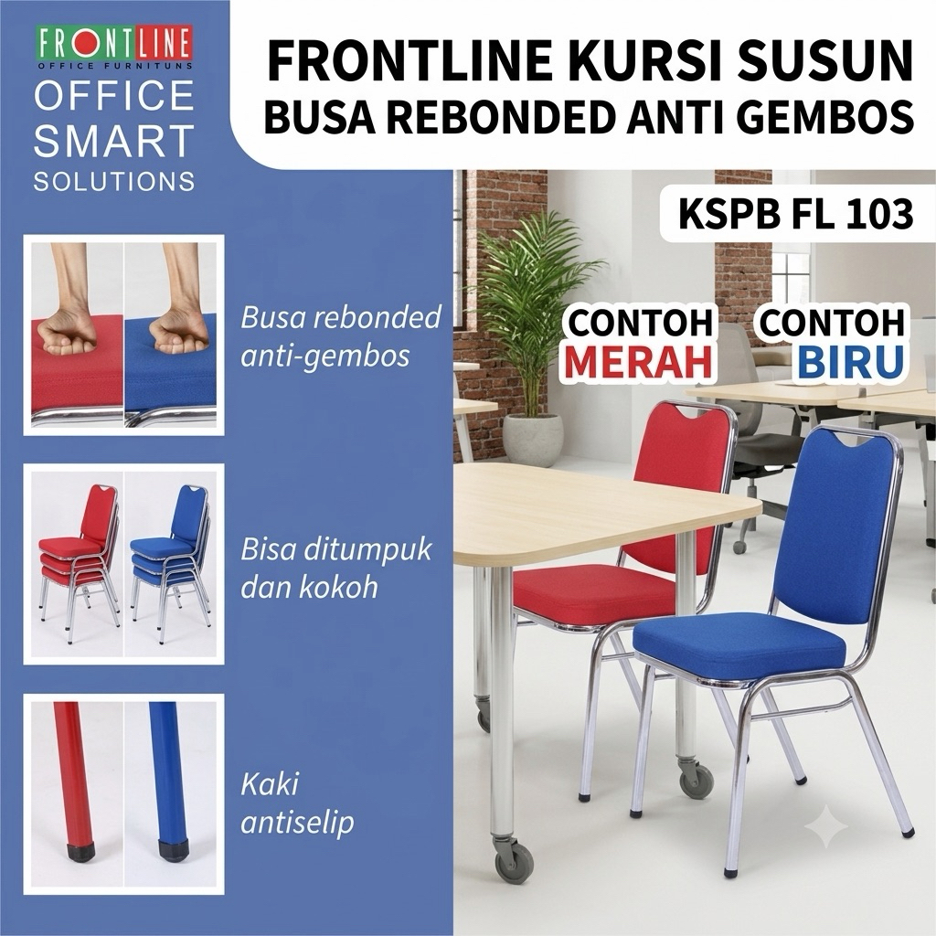 Kursi Susun Office Frontline KSPB FL 103 Kursi Pesta Bangku Seminar Kursi Belajar Kursi Tumpuk Stain