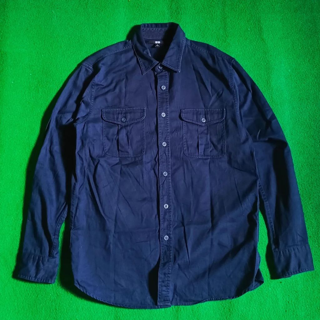kemeja workshirt uniqlo double pocket