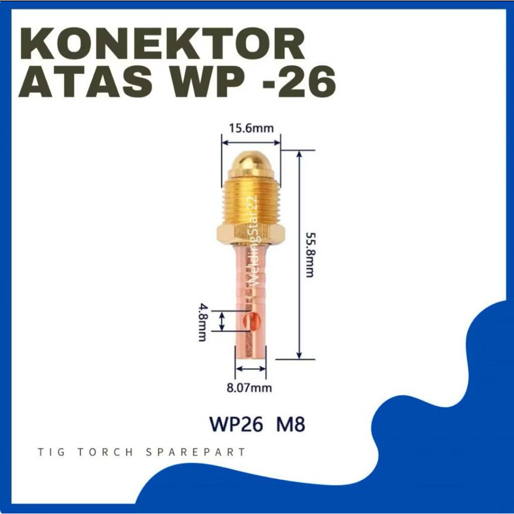 Konektor Atas WP-26 Connector WP26 Sperpart Las TIG Torch