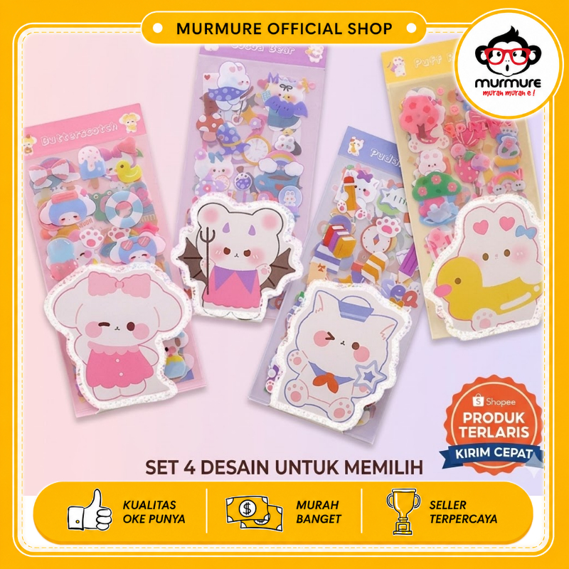 MURMURE I STIKER 2D SET 8 LEMBAR POUCH COLORFULL TUMBLR AESTHETIC STIKER BUKU DIY NOTEBOOK PVC ANTI 