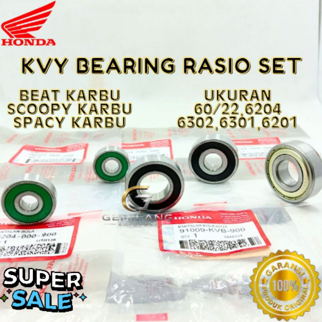 BEARING RASIO SET KODE KVY, BEARING RASIO SET BEAT KARBU, BEARING RASIO SET SCOOPY KARBU, BEARING RA