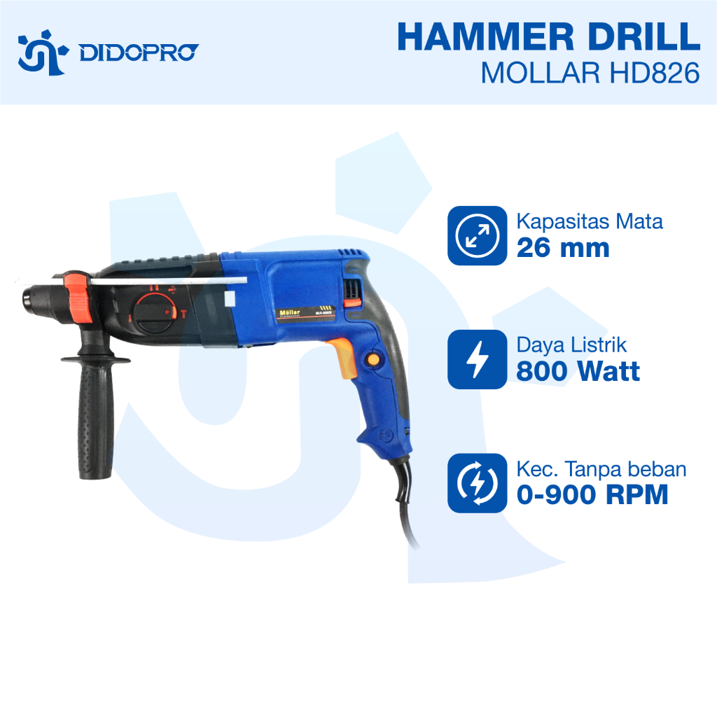 Mesin Bor Tembok Beton Mollar Bor Bobok Rotary Hammer Impact Drill