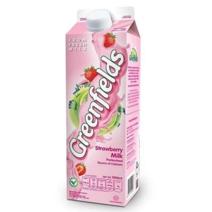 Greenfields Strawberry Fresh Milk Greenfield Susu Segar 1L (1 Dus Isi 6 Pcs) - YukFresh