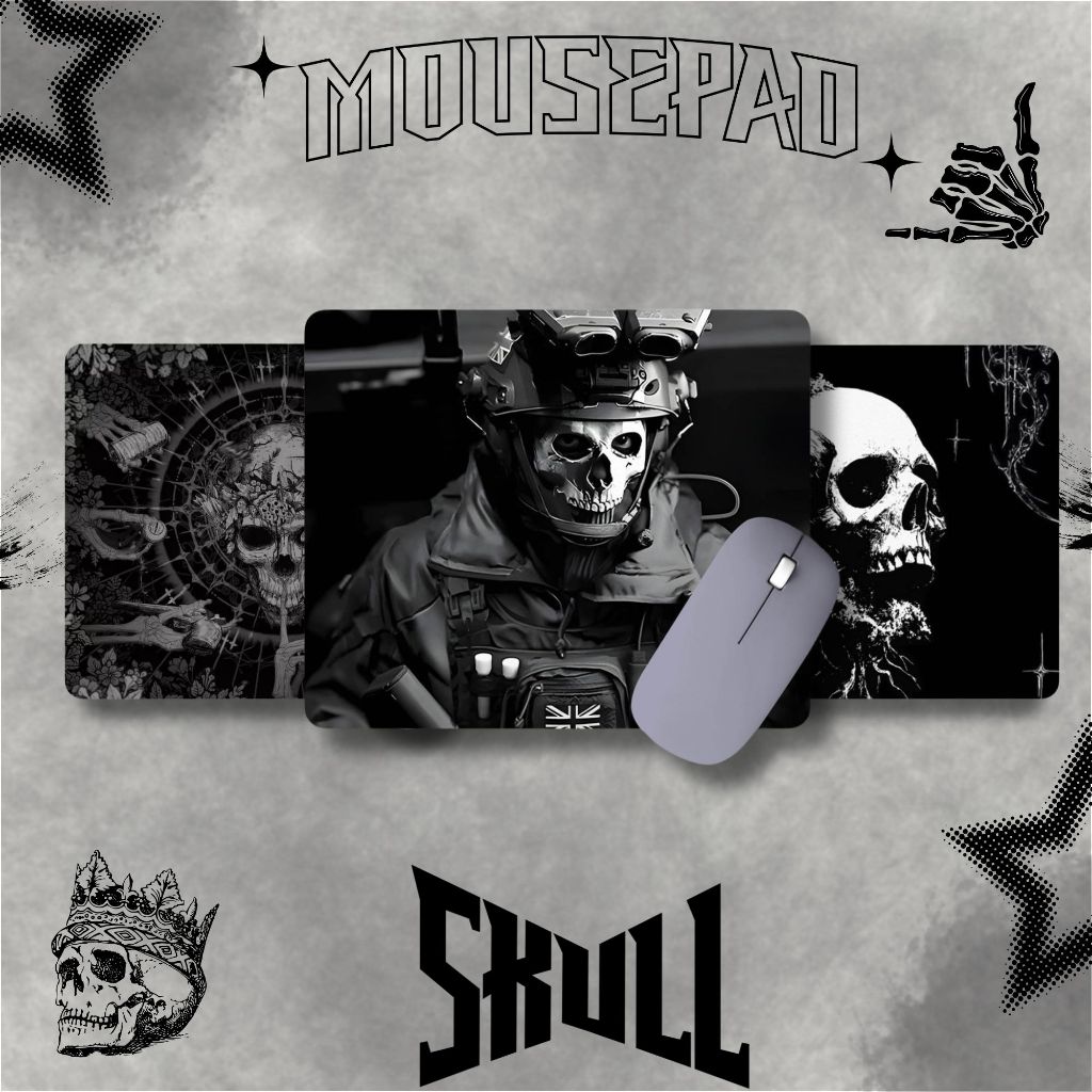 MOUSEPAD GAMING SKULL DARK MOUSEPAD DESAIN TENGKORAK [ BISA COSTUM]