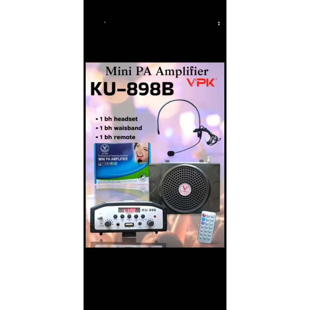 Speaker Waistband Multifungsi VPK KU898B / VPK KU 898B / Multimedia Mini PA Amplifier Player / Profe