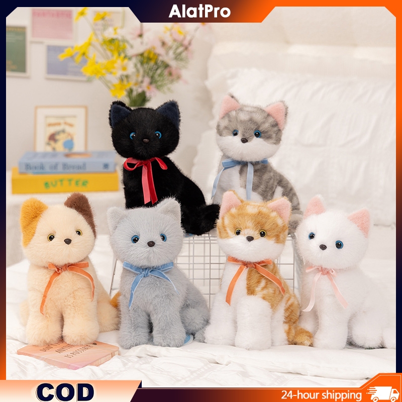 Gantungan Kunci Boneka Kucing Realistis Plush 3 Varian Warna Lembut Aksesoris Tas Hadiah Ulang Tahun