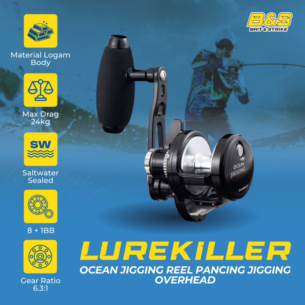Lurekiller OCEAN JIGGING Reel Pancing OH 1500HG/1501HG 24Kg Reel Pancing Jigging Overhead Plat Besi 