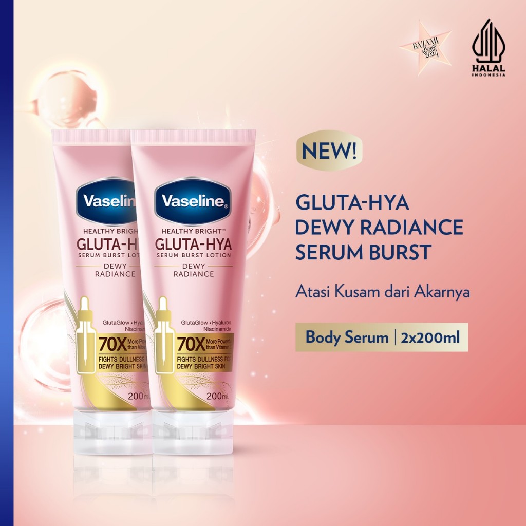 [JENNIE'S PICK] Vaseline Healthy Bright Gluta Hyaluron Niacinamide Serum Lotion Dewy Radiance 200ml 