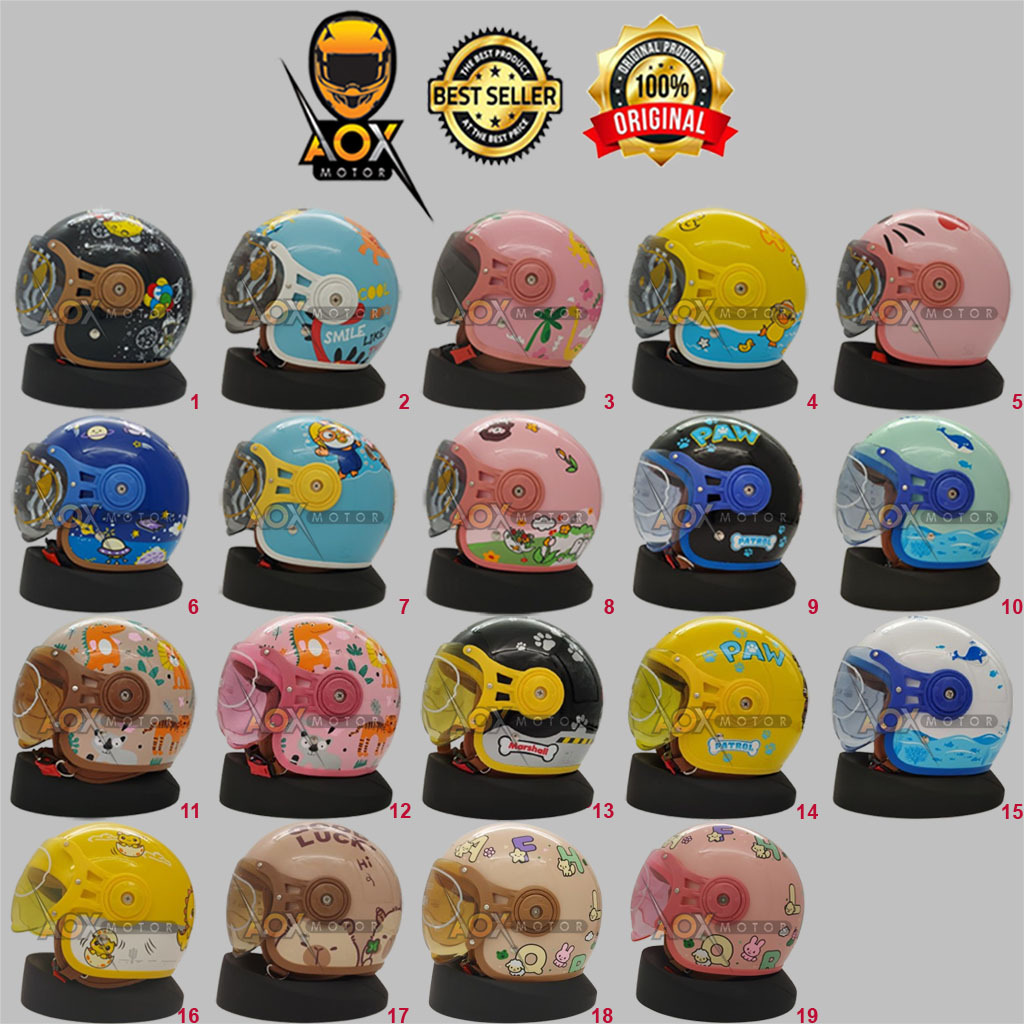 Helm Anak Berkualitas Original Kaca Pilot Junior BIP PLAST Lunar Kids Motif