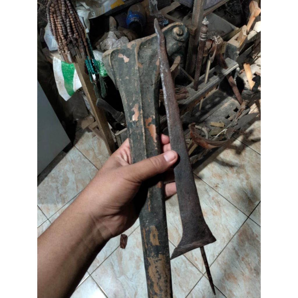 Keris Lurus Kuno Sepuh Asli Tua - Bilah Keris Tradisional Jawa Melayu Lengkap Warangka Lawasan Origi