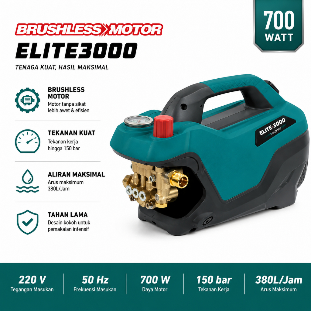 NEW PROQUIP ELITE Pressure Washer 700W 150Bar 110Bar Jet Cleaner Cuci Motor Mobil
