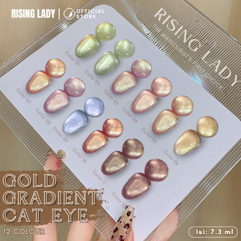 [ COD ] Rising Lady 7.3ml 12Colors Kutek Gel White Moonlight Gold Gradient Cat Eye Gel Polish/Kutek 