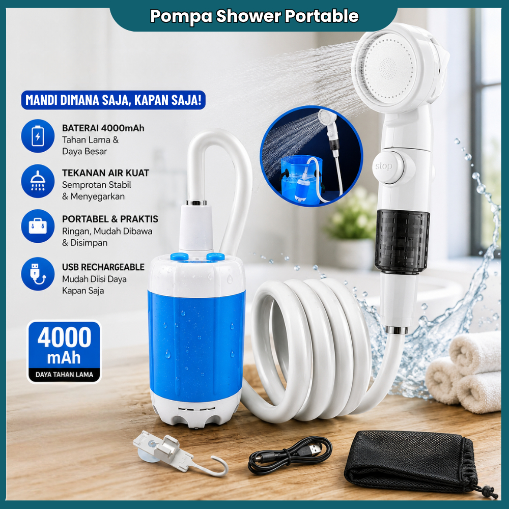 Pompa Shower Portable Outdoor Camping Shower Rechargeable Pompa Celup Baterai Mandi Outdoor