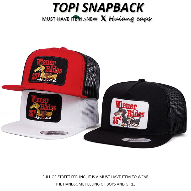 sulaman Topi snapback Topi truker bordir vintage Amerika Jaringan Pernapasan Musim Panas  unisex