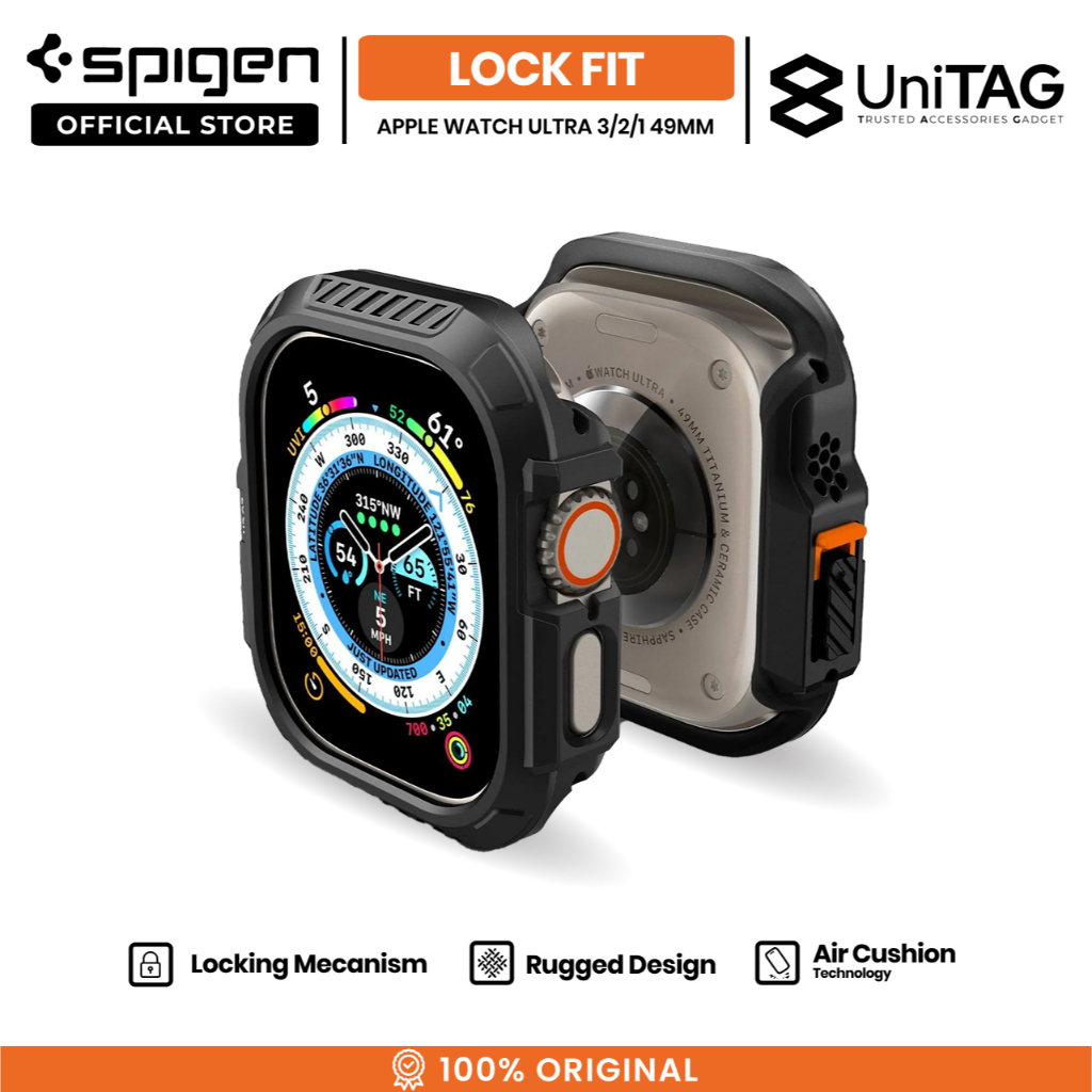 SPIGEN Case for Apple Watch Ultra 3 2 1 49mm Lock Fit Shockproof Secure Cover Casing