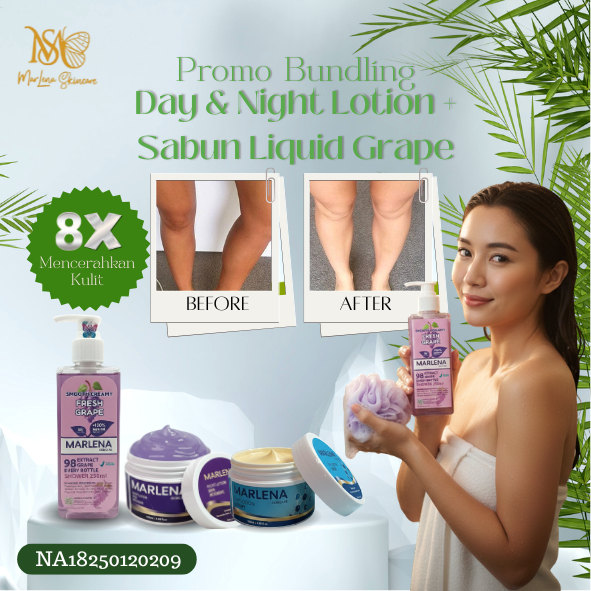 Paket HB Marlena Super Brightening ( Day Luxury & night grape + Sabun Liquid Grape )