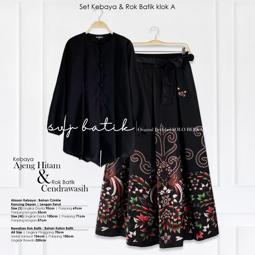 Setelan Kebaya Ajeng Hitam Dan Rok Batik Klok A SVJ Batik