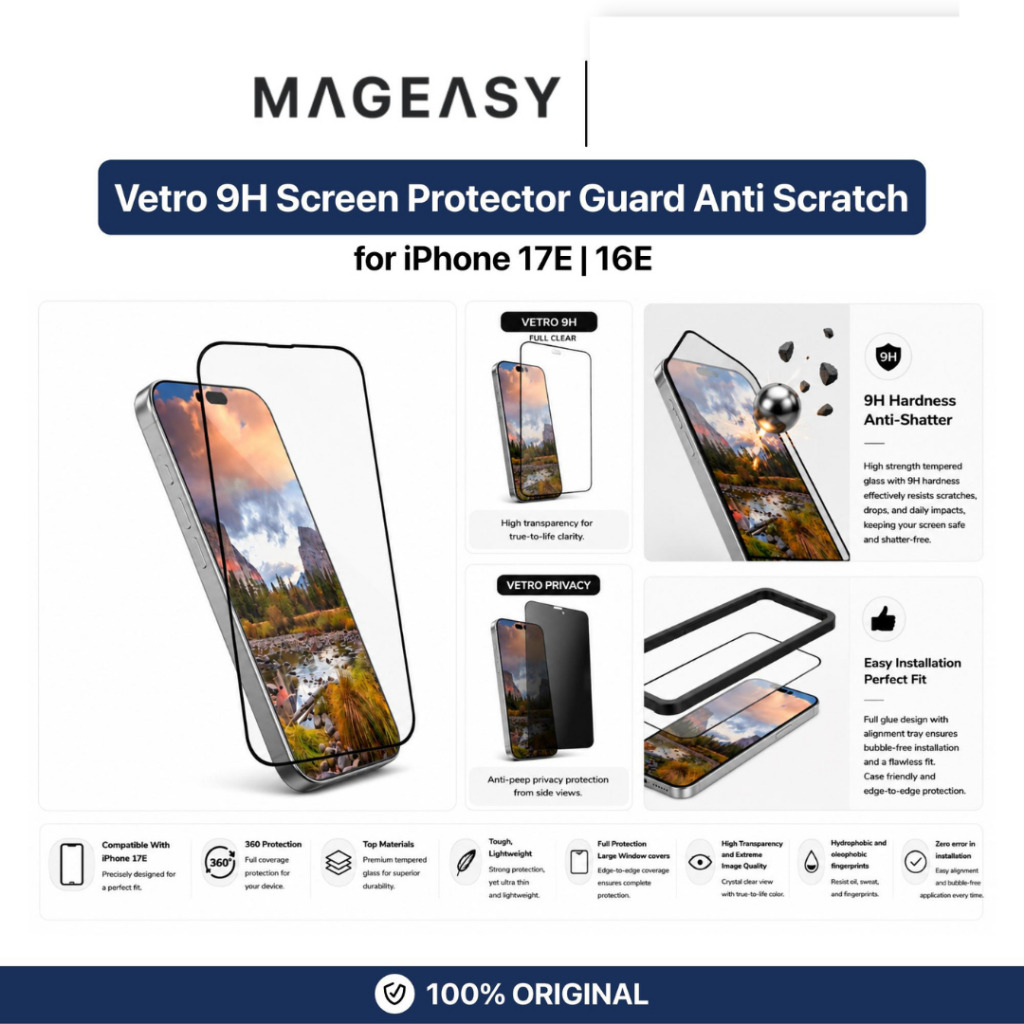 MAGEASY Tempered Glass iPhone 17E 16e Mageaasy Vetro 9H Tempered Glass Protective Film
