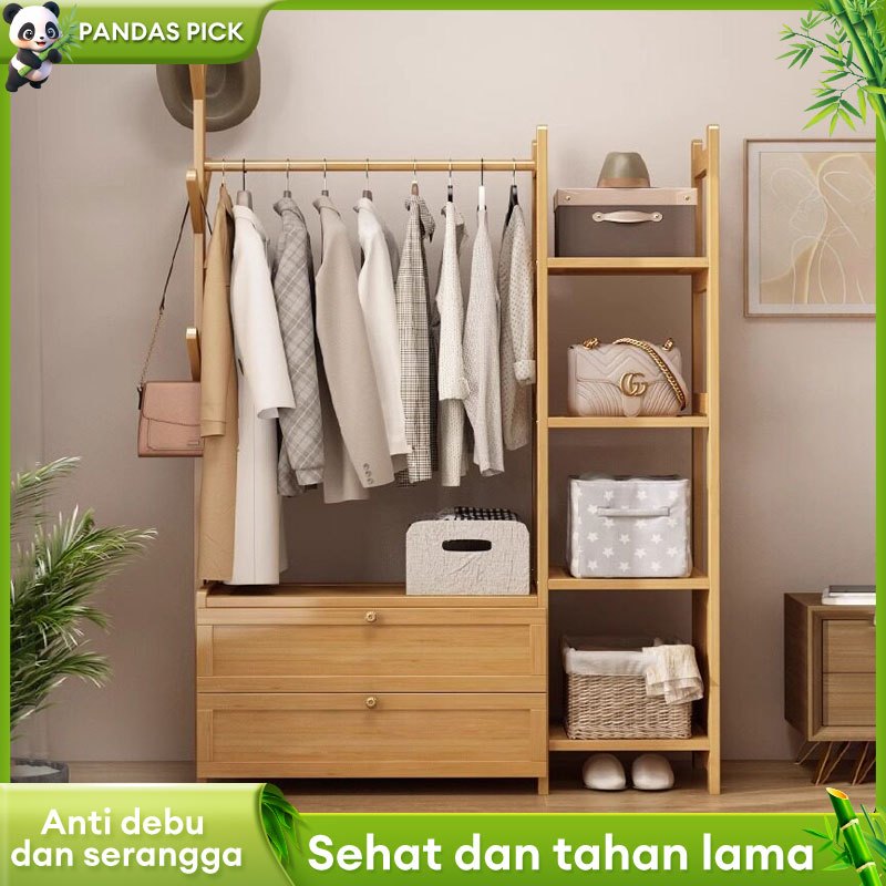 Lemari Pakaian Kayu Serbaguna Mudah Dirakit Partisi Penyimpanan Multifungsi