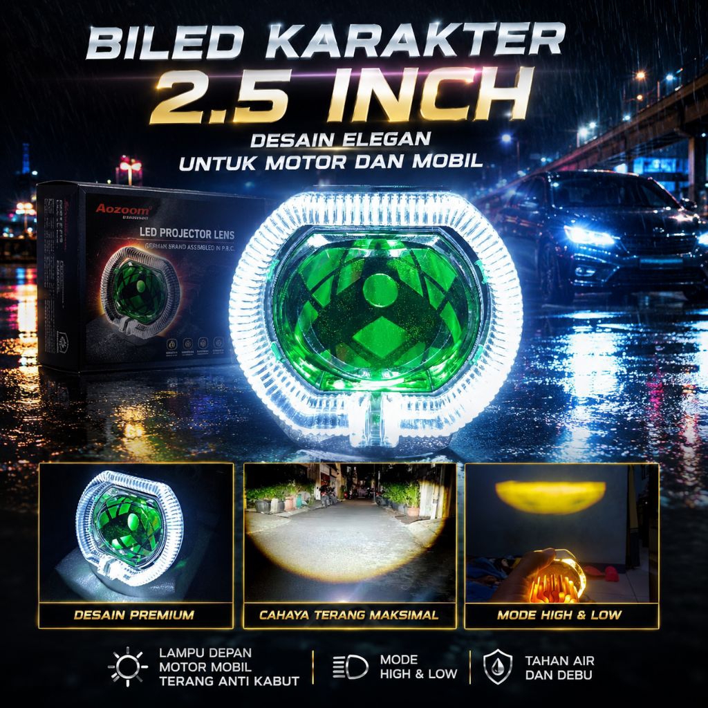 BILED PROJIE MINI SHARINGAN FLASH 2,5 INCHI DEMON HIJAU