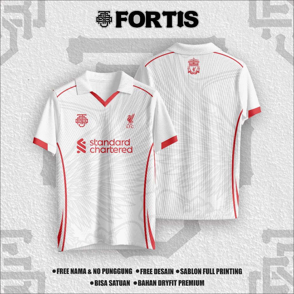 Jersey Fantasy Liverpool Putih dan Hitam