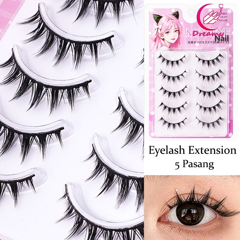 5 Pasang Bulu Mata Palsu Alami 3D Korea Natural Fairy Princess Eyelashes Ekstensi Bulu Mata