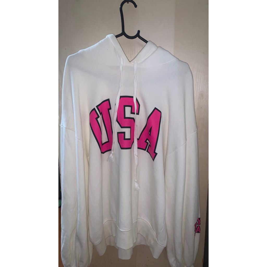 PRELOVED SWEATER USA PUTIH PINK