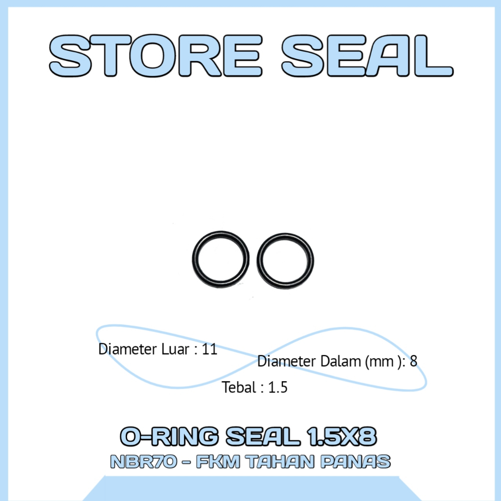 O-Ring Seal 1.5x8 ID11 X 8MM NBR70 FKM TAHAN PANAS