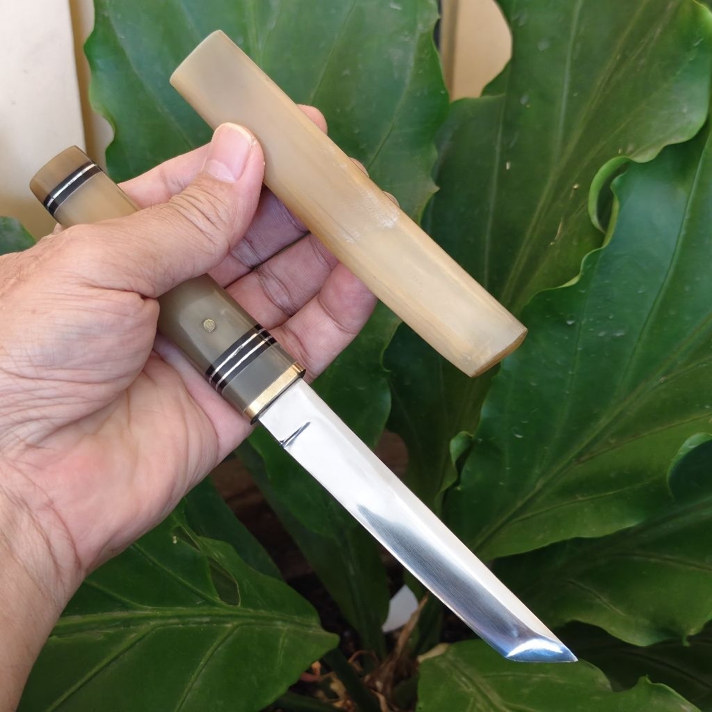N695 Handmade Japanese Tanto Knife. 
Pisau Jepang handmade 10.5 cm dengan handle full tanduk kerbau 
