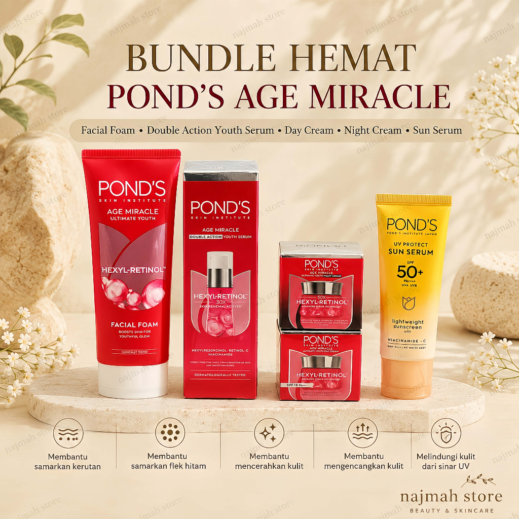 BUNDLE HEMAT Ponds Age Miracle 1 paket lengkap skincare antiaging