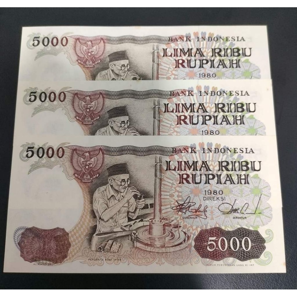 Uang Kuno 5000 Rupiah Asah Intan 1980 UNC/GRESS/BARU
