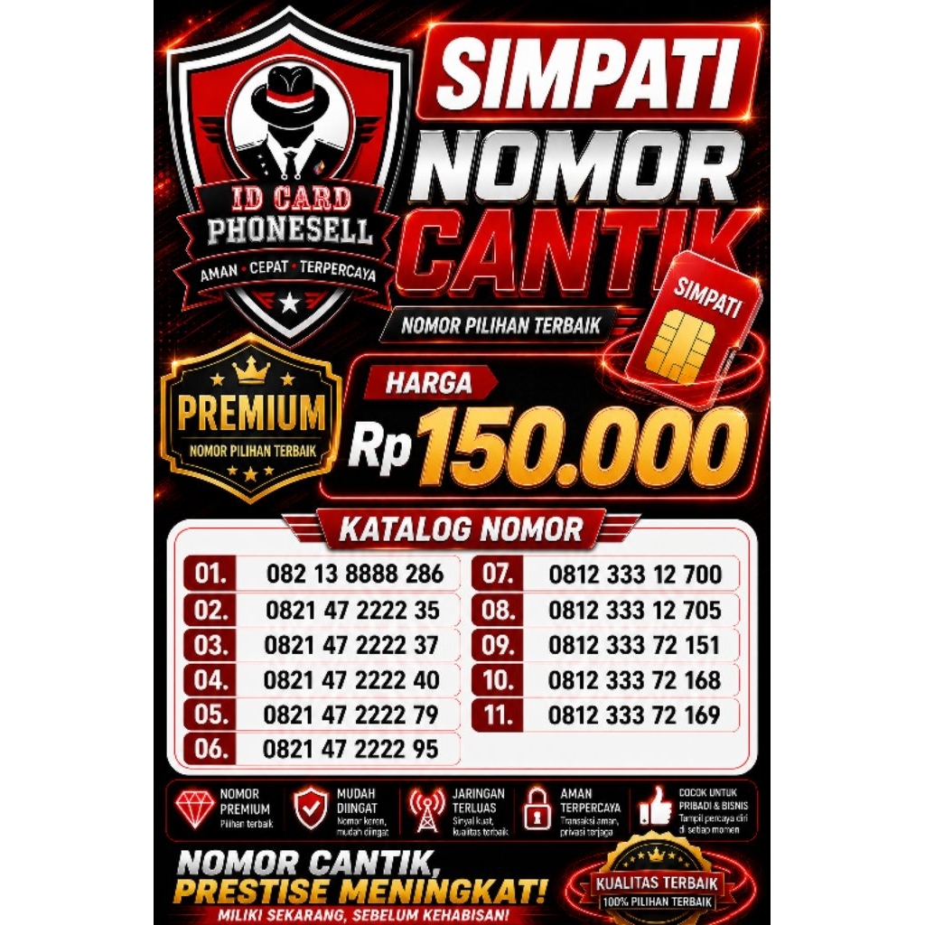 Nomor Cantik Simpati Kwartet 2222