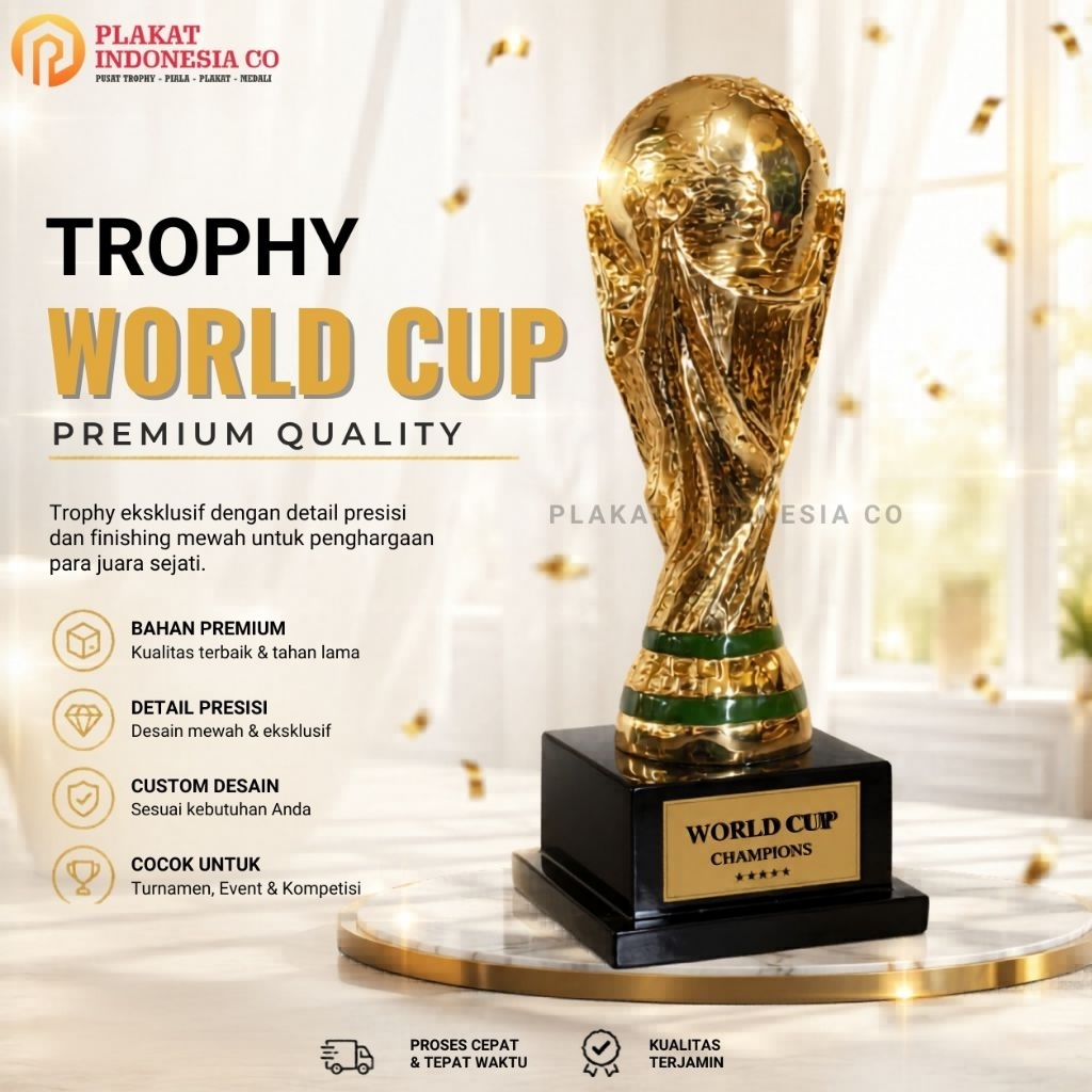 Trophy FIFA World Cup, Trophy Piala Dunia, Trophy Fiber Futsal Sepak Bola, Piala Kejuaraan Soccer
