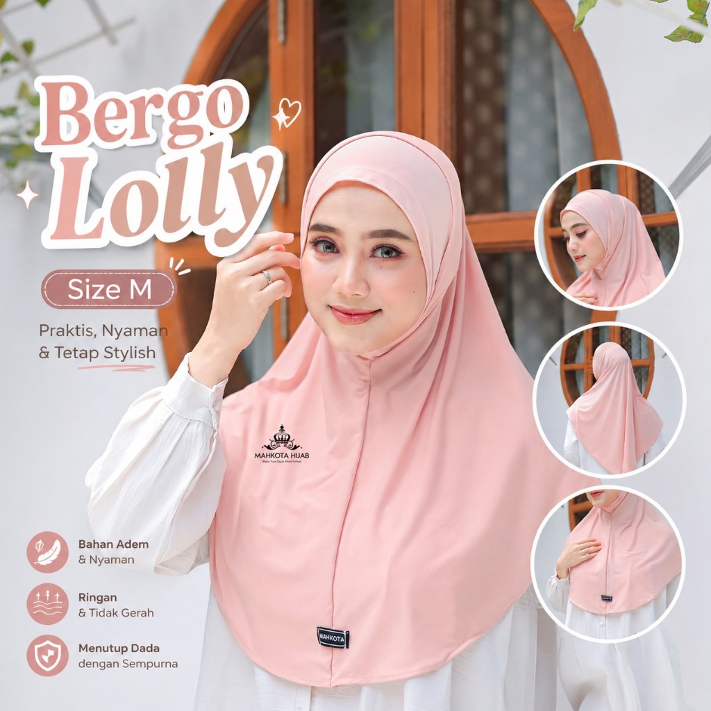 Mahkota - Hijab Lolly Bergo M Syiria Malay bahan jersey / Hijab Bergo / Hijab Malaysia / Khimar Inst
