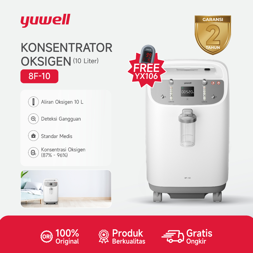 Yuwell 8F-10 Konsentrator Oksigen 10 Liter Oxygen Concentrator | Mesin Oksigen Medis Low Noise