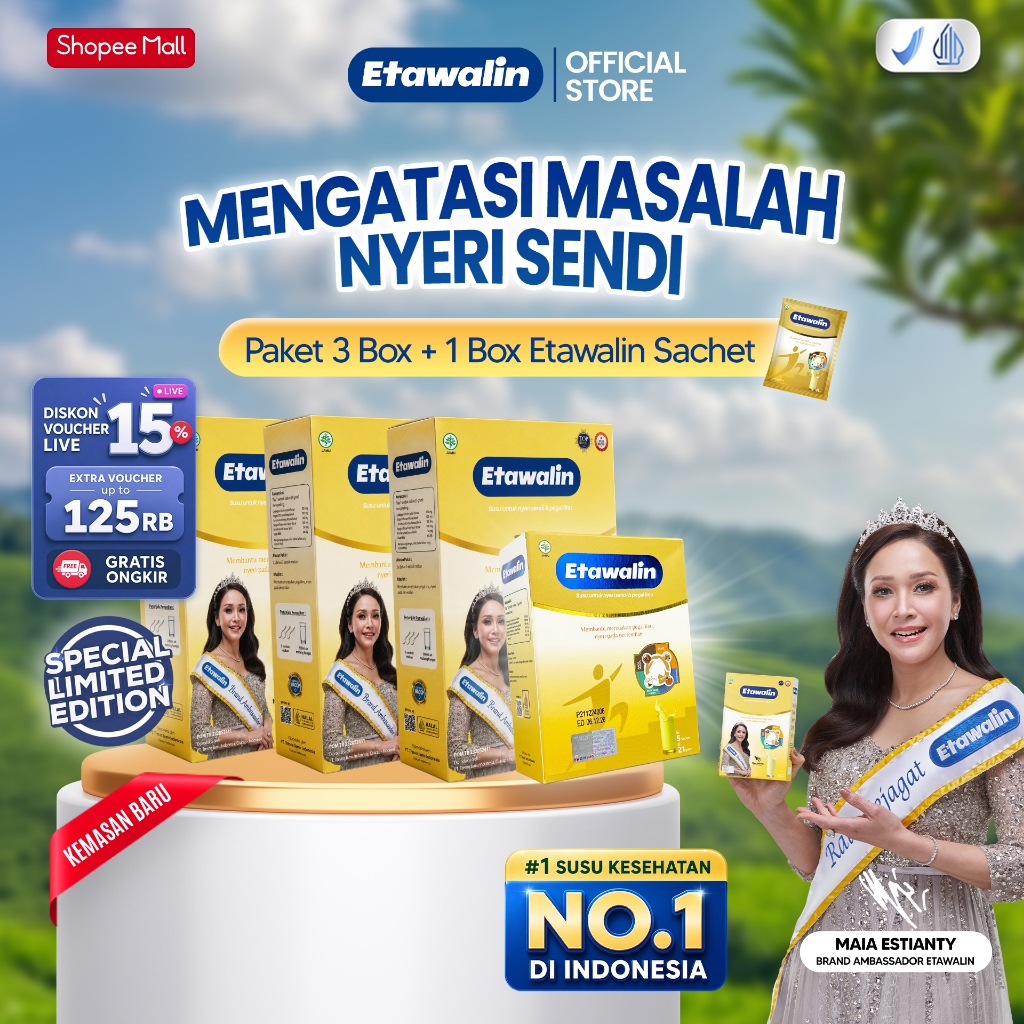 Etawalin Isi 3 Box + 1 Box Sachet - Susu Kesehatan Meredakan Nyeri Lutut, Kaki dan Bahu Original
