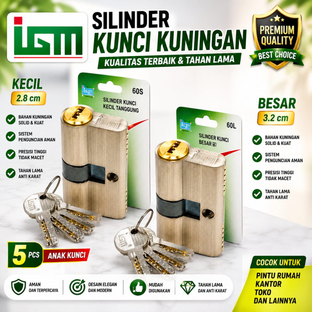 igm silinder kuningan silinder kunci pintu besar dan kecil dan tanggung