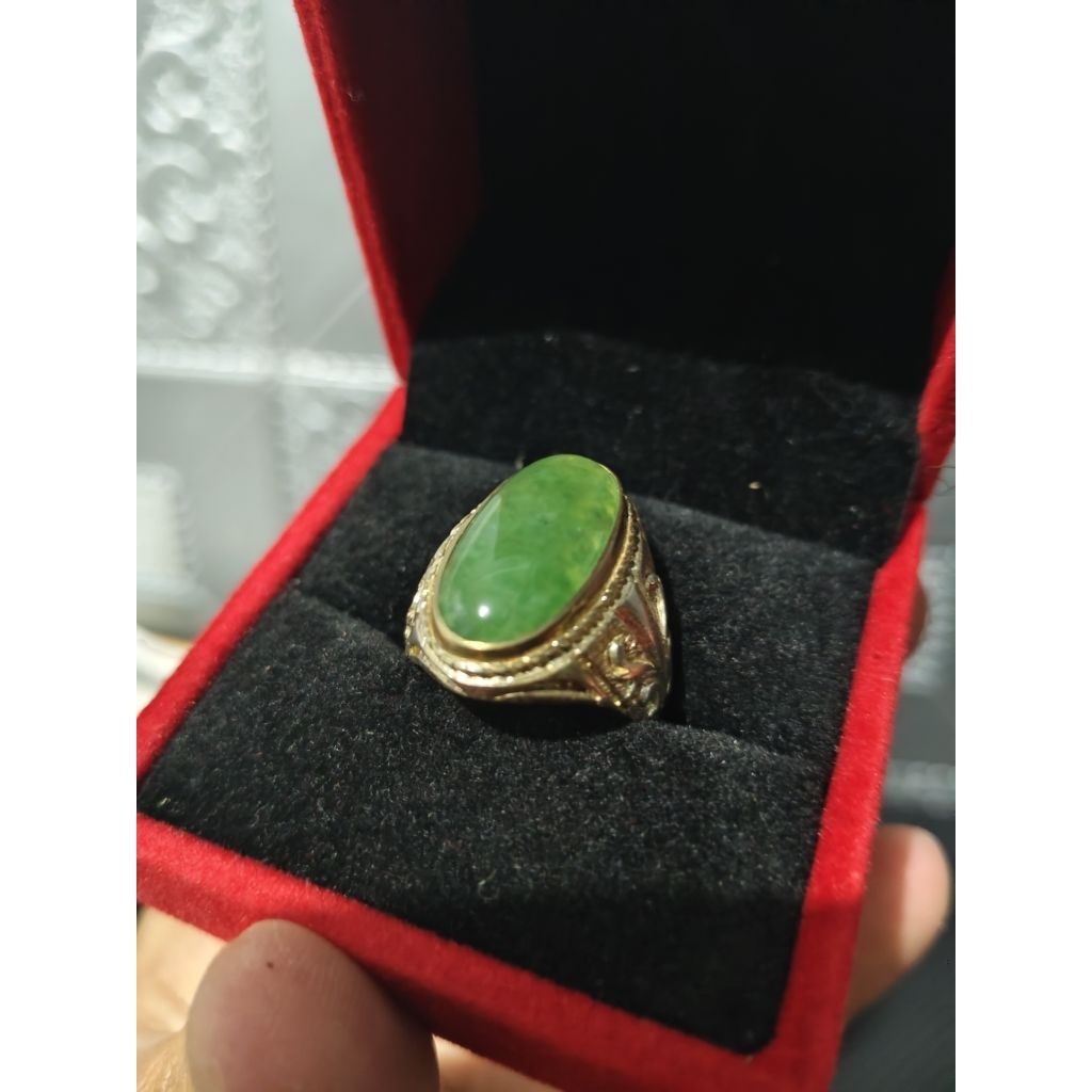 CINCIN PRIA BATU IDOCRASE LUMUT ACEH MOTIF GERIMIS