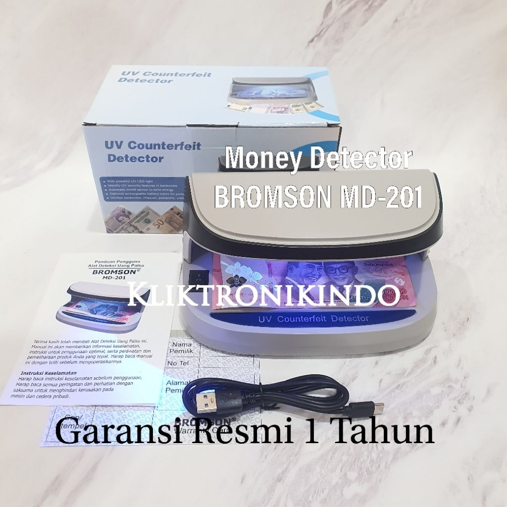 Alat deteksi uang palsu Bromson MD201 Portable Money Detector Bromson MD-201 Alat cek upal Bromson M