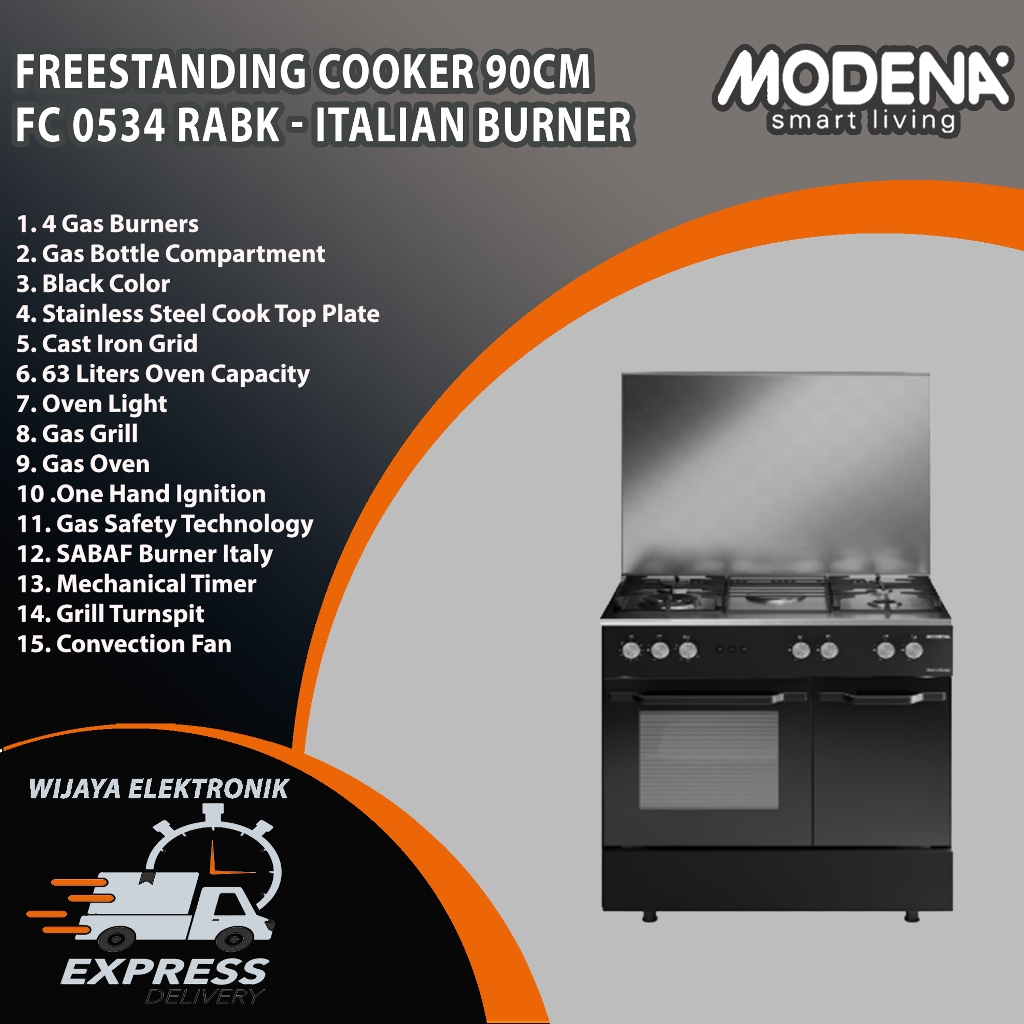 MODENA FC 0534 RABK - Kompor Freestanding Modena 4 tungku With Big Capacity oven Garansi Resmi / Kom