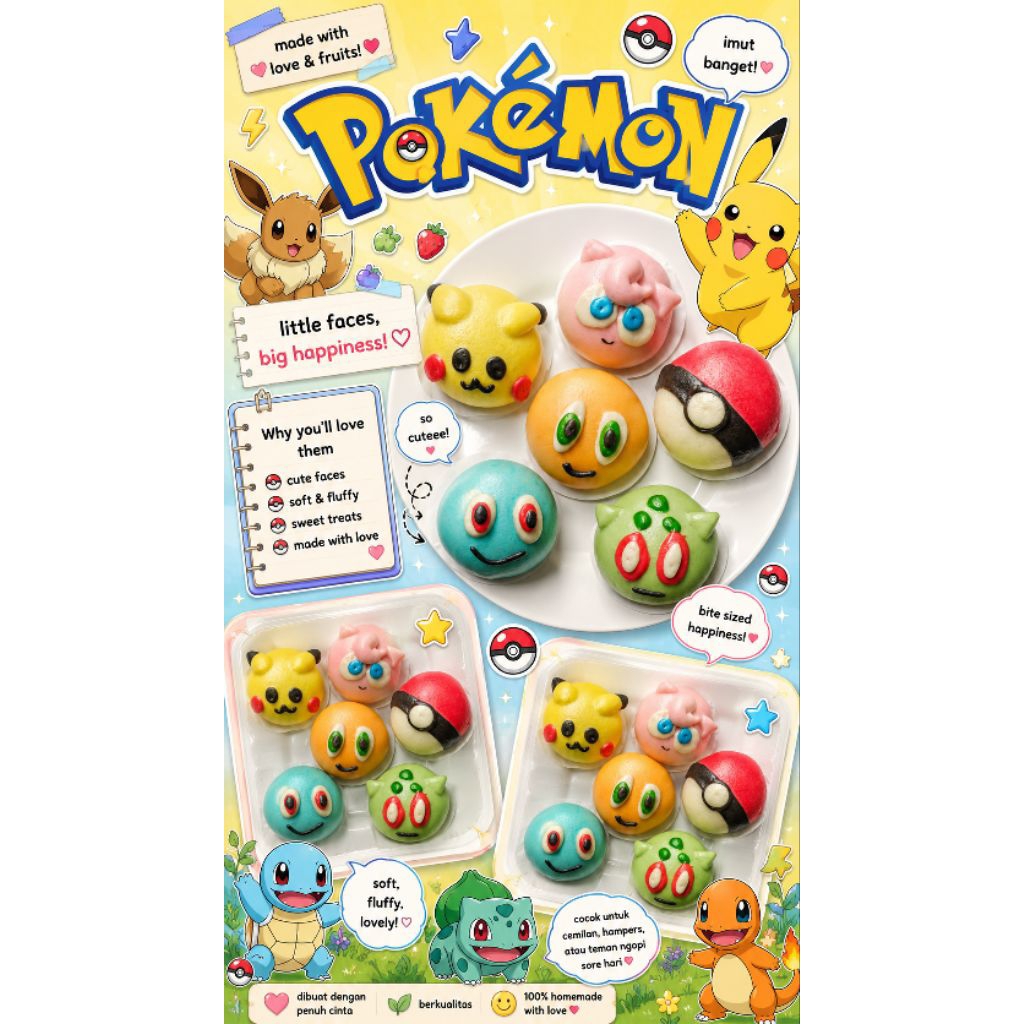 Bakpao Karakter Frozen Pokemon (coklat)