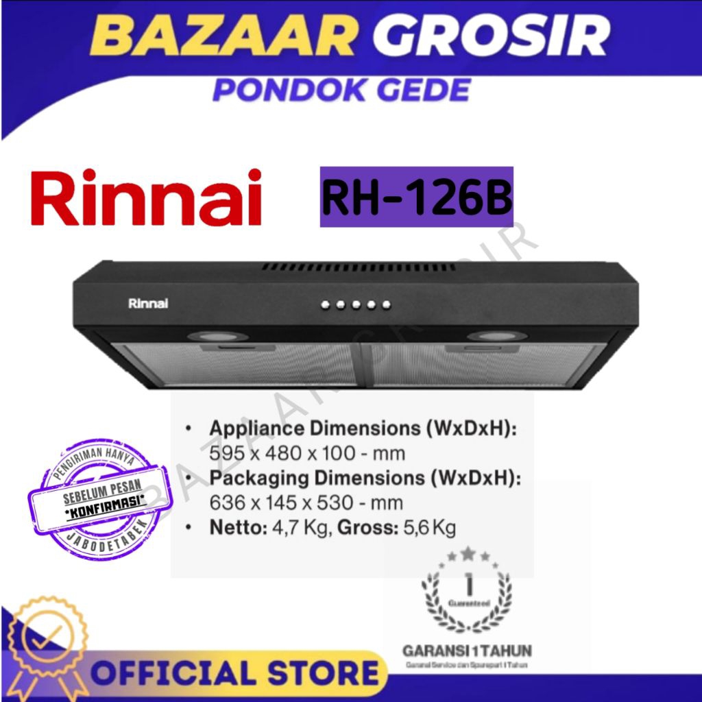 RINNAI COOKER HOOD RH-126B / RH126B / RH 126B