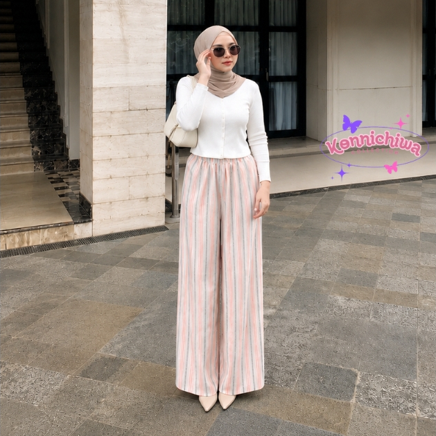 Celana Kulot Wanita High Waist Premium Kain Jatuh Kulot Lebar Korean Style