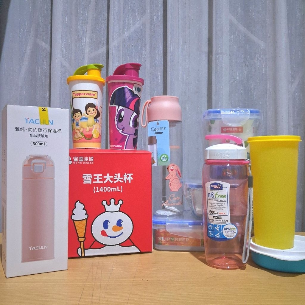 [LAST STOCK] Tupperware , Lock n Lock , Mixue , Appetite , Yachun KKV < tumbler , botol minum , gela