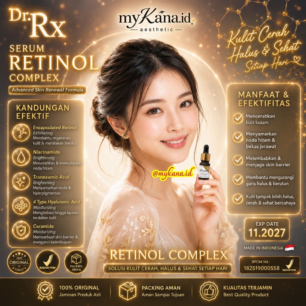 Dr Rx Serum Retinol Complex 10ml Brightening Reduce Fine Lines Proderma Original BPOM