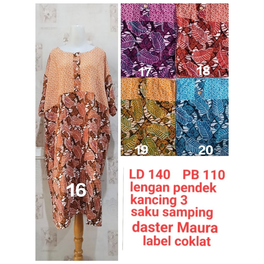 Daster Kencana Ungu Jumbo Maura label Coklat LD 130-140 cm