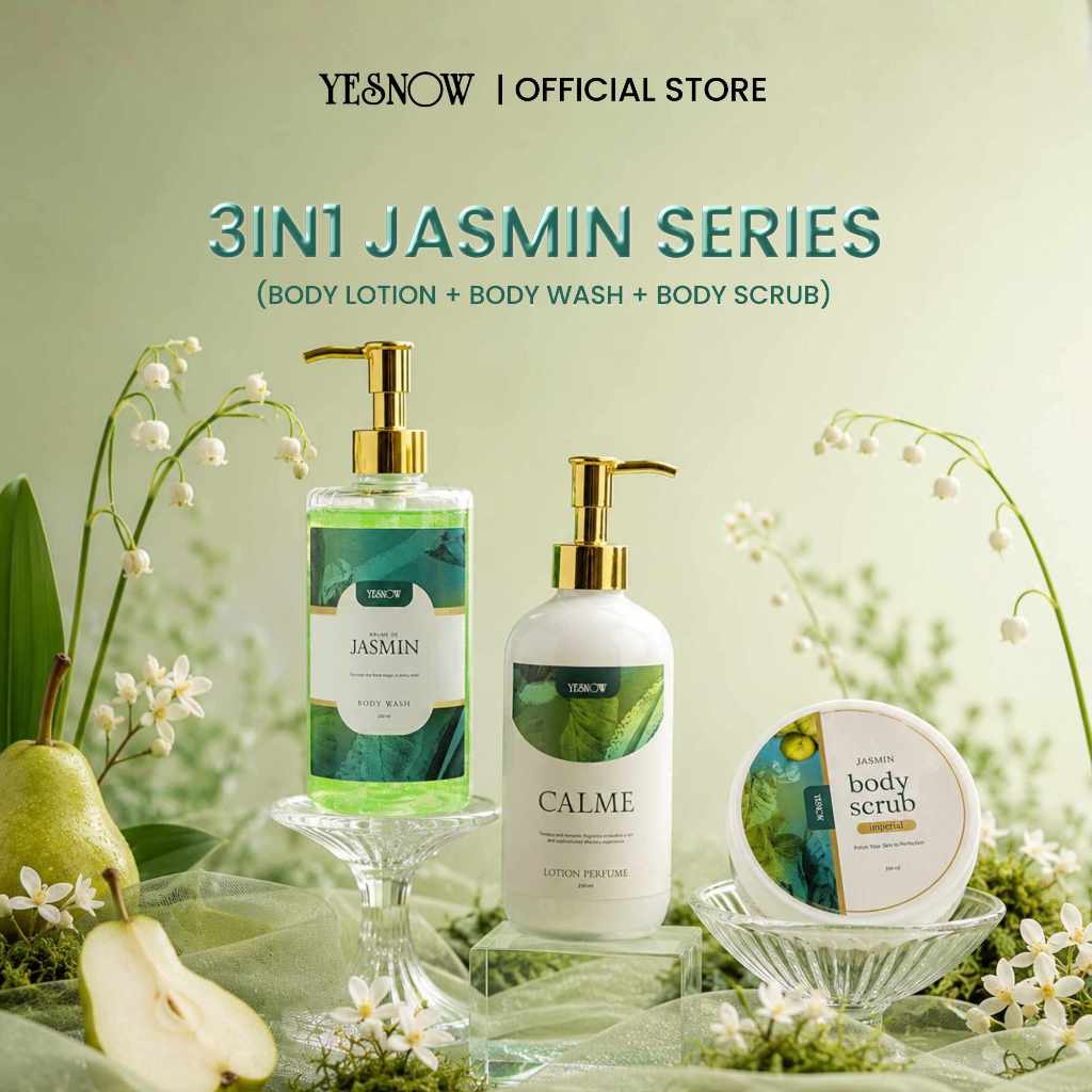Bundling Body Care Fleurie Series 3in1 Yesnow ( Body Scrub + Body Wash + Body Lotion )